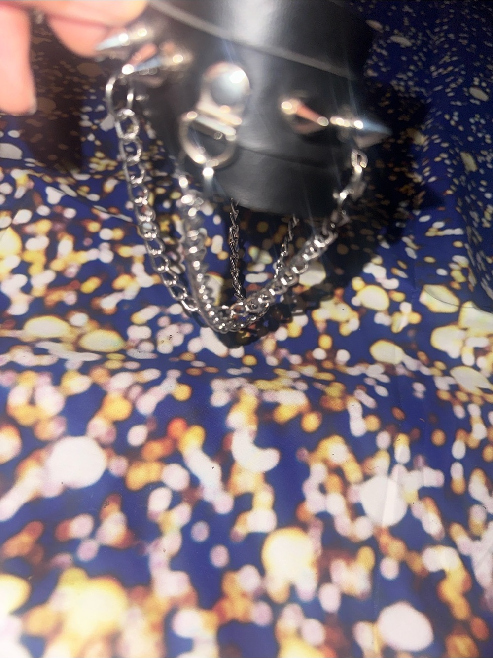 Black Leather Chain Bracelet with Silver Hardware